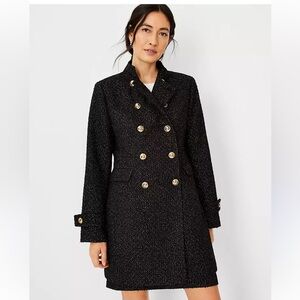 NWT Ann Taylor Double Breasted Tweed Military Coat
Size XS Petite